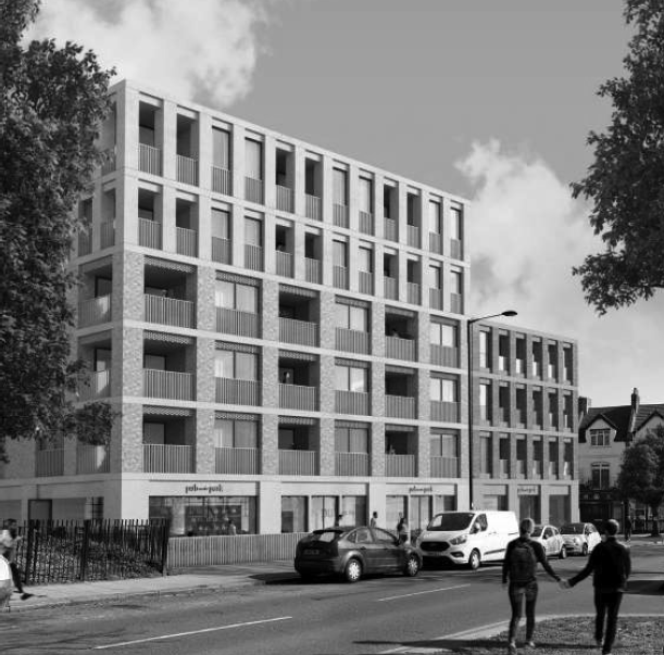 Approved visualisation of the new Lincoln Pub building with the pub at ground level and flats above
